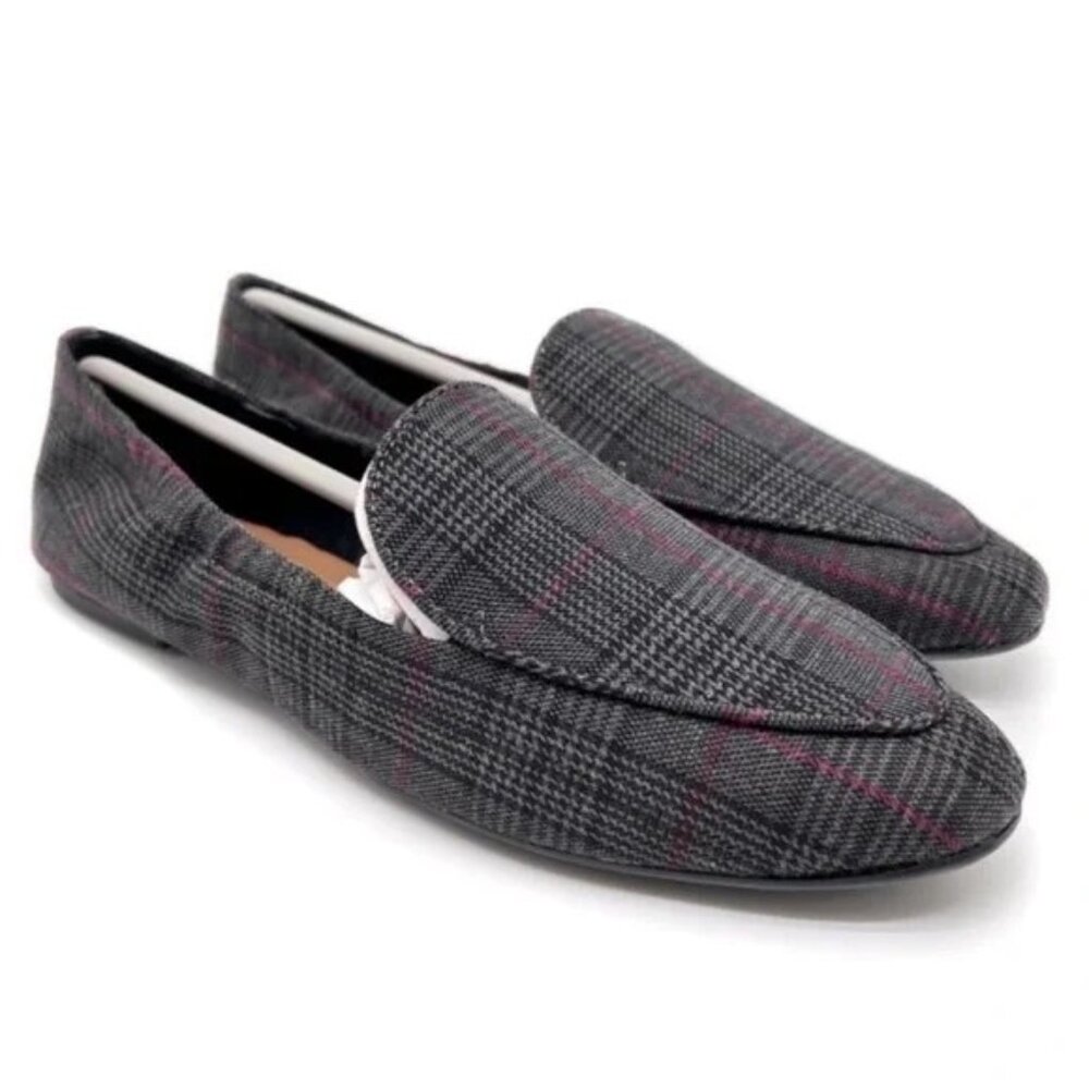 NIB Lucky Brand grey plaid loafer flat, size 7.5M